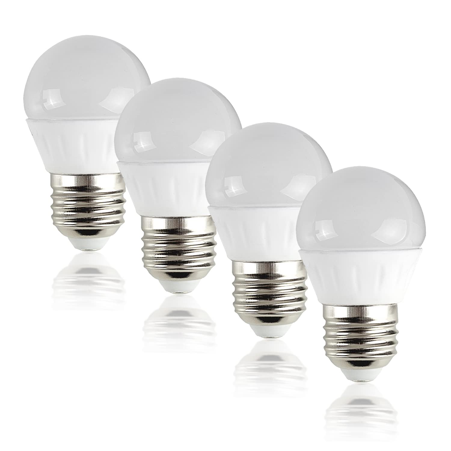 MiniSun | Pack of 4 4w LED ES E27 Golfball Energy Saving Long Life Light Bulbs [6500K Cool White] | Bulbs & Home Improvements Essential