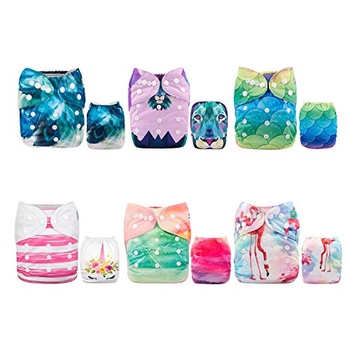 ALVABABY Reuseable Washable Pocket Cloth Diaper 6 Nappies + 12 Inserts 6DM34
