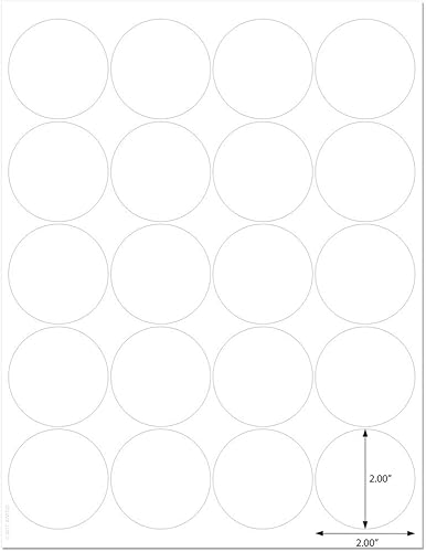 Miniatura 3 de Etiquetas redondas mate blancas estándar, 2 pulgadas de diámetro, con plantilla descargable e instrucciones de impresión, 10 hojas, 200 etiquetas