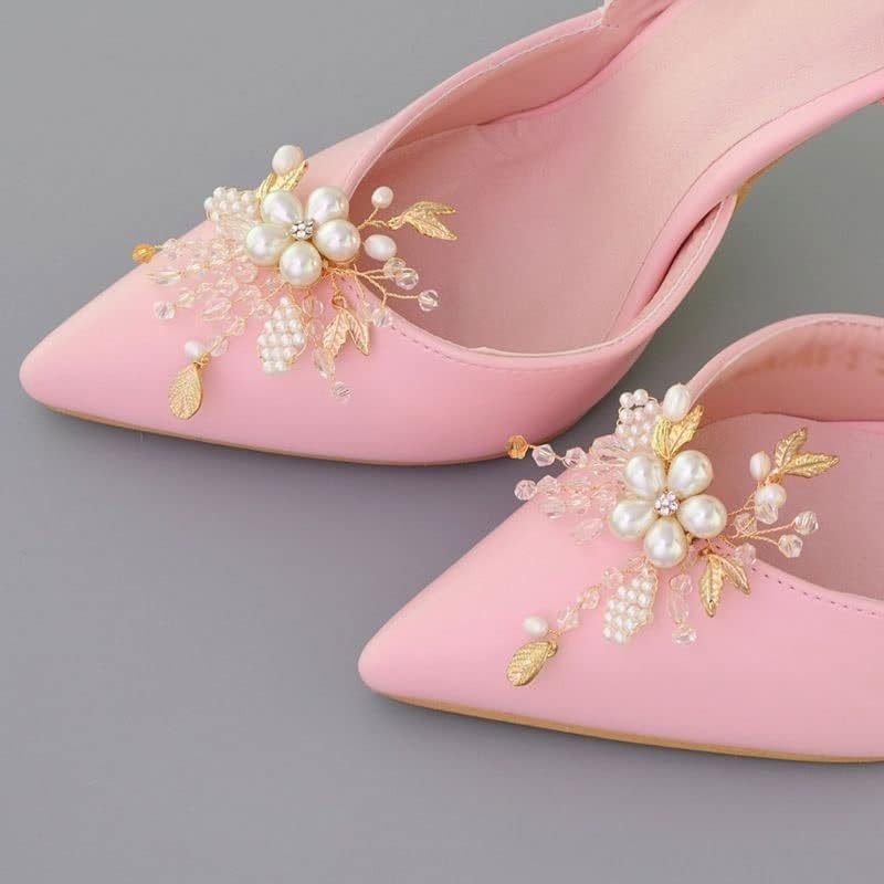 数量限定！JJZXD 靴クリップクリスタルパールハイヒールデコレーションビーズフローラルチャーム DIY靴女性レディバックル取り外し可能なクリ ランニングシューズ