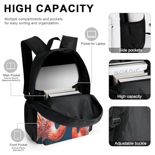 3-in-1 Backpack Combination Set Pink Flamingo Print 3Pcs Backpack Sets Travel Daypack with Lunch Bag And Cosmetic Bag4