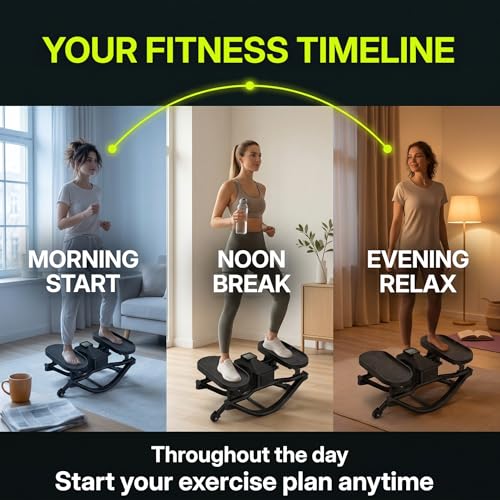Image of Rocking Stepper, Portable Home Fitness Rock Stepper Side to Side with Digital Display & Elastic Rope, 320LBS Capacity, Aerobic Workout for Leg & Glute Training, Home Office Apartment Use (Black)