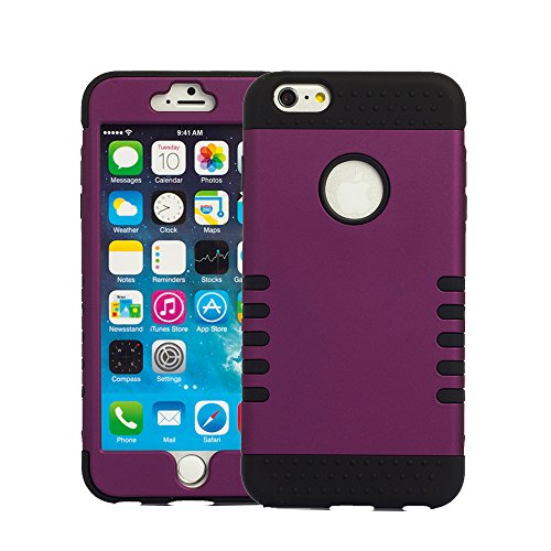 iPhone 6 Plus Case, oneCase 3-piece 3 in 1 Combo Hybrid High Impact Body Armor Hard PC & silicone Case Protective Cover for Apple iPhone 6 Plus 5.5 inch Screen with Screen protector (Purple/Black)