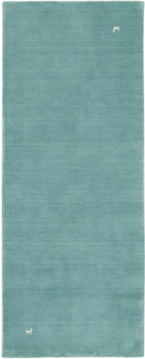 Tapis de course en laine Gabbeh Moderne tissé main en Inde couleur menthe