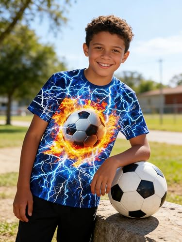 Image of 3D Graphic Short Sleeve Shirts Boys Girls Cool T-Shirt Unisex Novelty Tees for 7-12 Years Teens