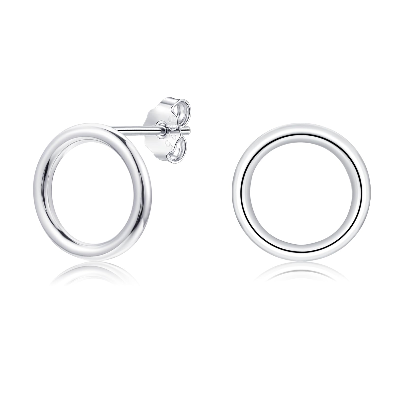 Loutade Damen Silber Ohrstecker, 925 Sterling Silber Flache Kreis Ohrstecker für Mädchen Kinder, Hypoallergen 10mm/12mm Klein Kreis Rund Ohrringe Stecker, Unisex Knorpel Schlafen Ohrringe Ohrschmuck