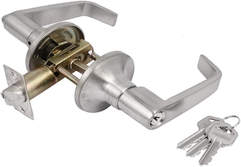 New Lon0167 Household Zinc Featured Alloy Brushed Nickel reliable efficacy Finish Lever Handle Door Knob Lock lockset(id:-B 83 3e 707)