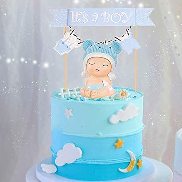 JeVenis Blue Baby Boy Cake Decoration Oh Boy Cake Decoration Its a Boy Cake Topper Baby Boy Cake Topper
