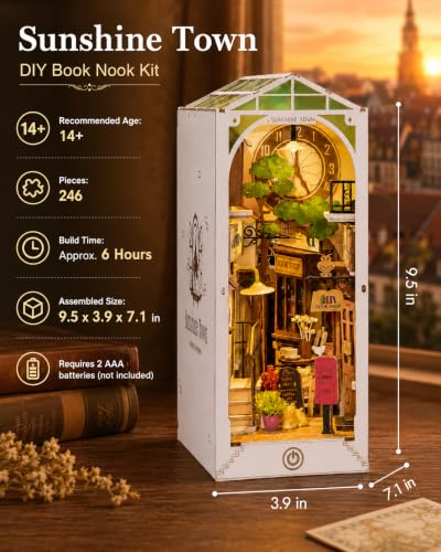 Rolife Book Nook Sunshine Town mit Licht, Puzzle 3D Booknook für Erwachsene – Ansicht 2