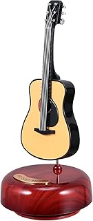 Box Music Box Mini Guitar Figurines Musical Instrument Miniature Vintage Valentines Day Mothers Day Guitar Instrument Decoration Clockwork Wooden abs to Rotate