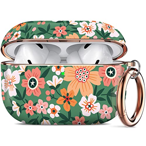 Happypapa Stylish Pattern Case Designed For Apple Airpods Pro, Elegant Floral Airpods Pro Case For Women Girls Kids Men Full Protective Case Cover With Keychain #TOP17