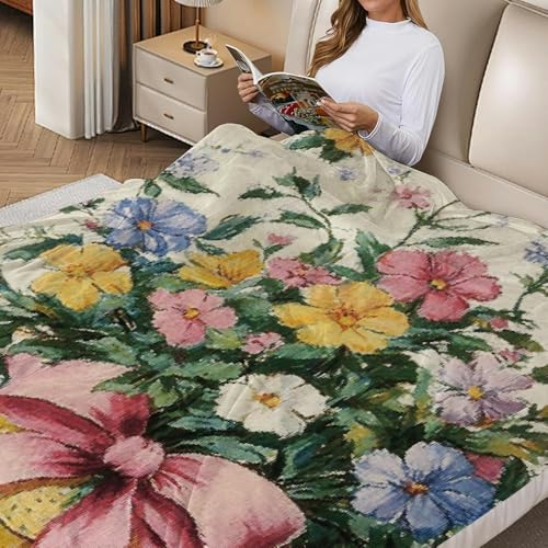 Couverture douillette flanelle fleurs plaid chaud canapé voyage lit 40x50