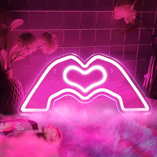 Heart Hands Neon Sign, Pin/k Neon Signs Lights Led Love