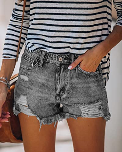 Image of CHICZONE Womens Mid-High Waisted Stretchy Denim Jean Shorts
