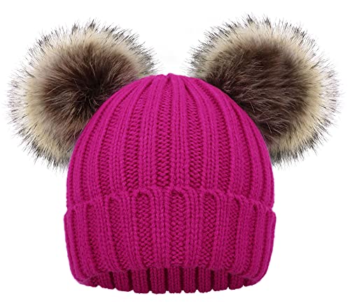 Simplicity Toddler Girl Winter Hats with Poms Girls Beanie Kids Winter Hat Pom Pom Beanies for Girls Fleece Lined Toddler Beanies for Outdoor, Rose Simplicity Toddler Girl Winter Hats with Poms Girls Beanie Kids Winter Hat Pom Pom Beanies for Girls Fleece Lined Toddler Beanies for Outdoor, Rose