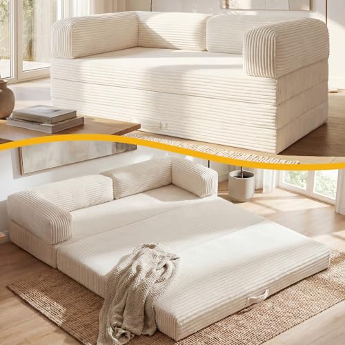Erament Convertible Sofa Bed, Tri-Folding Mattress Queen with...