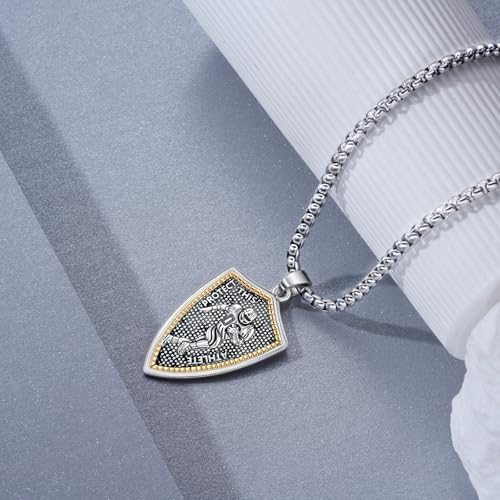 925 Sterling Silver Football St. Sebastian Necklace - Football Gifts Necklace Patron Saint of Athletes Pendant - Sports Religious Jewelry for Men2