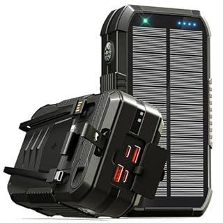 70000mAh Wireless Power Bank große Solar Powerbank: PD30W Externer Handyakku tragbares Ladegerät mit Schnellladefunktion, USB C 6 Ausgängen mit Taschenlampe Kompass Handkurbel für Phones Tablets