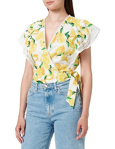 Naf Naf C1 Camisa de Vestir, Limón Amarillo, 42 para Mujer