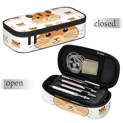 Image of Hamster Pencil Holder Bag Yellow Guinea Pig Funny Animal Mini Rodents Pencil Case College Office School for Teens Boy Girl
