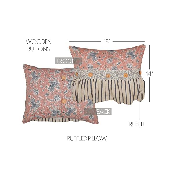 Vhc brands kaila cozy cottage vintage ruffle floral pink couch throw pillow 14×18  urban country home decor