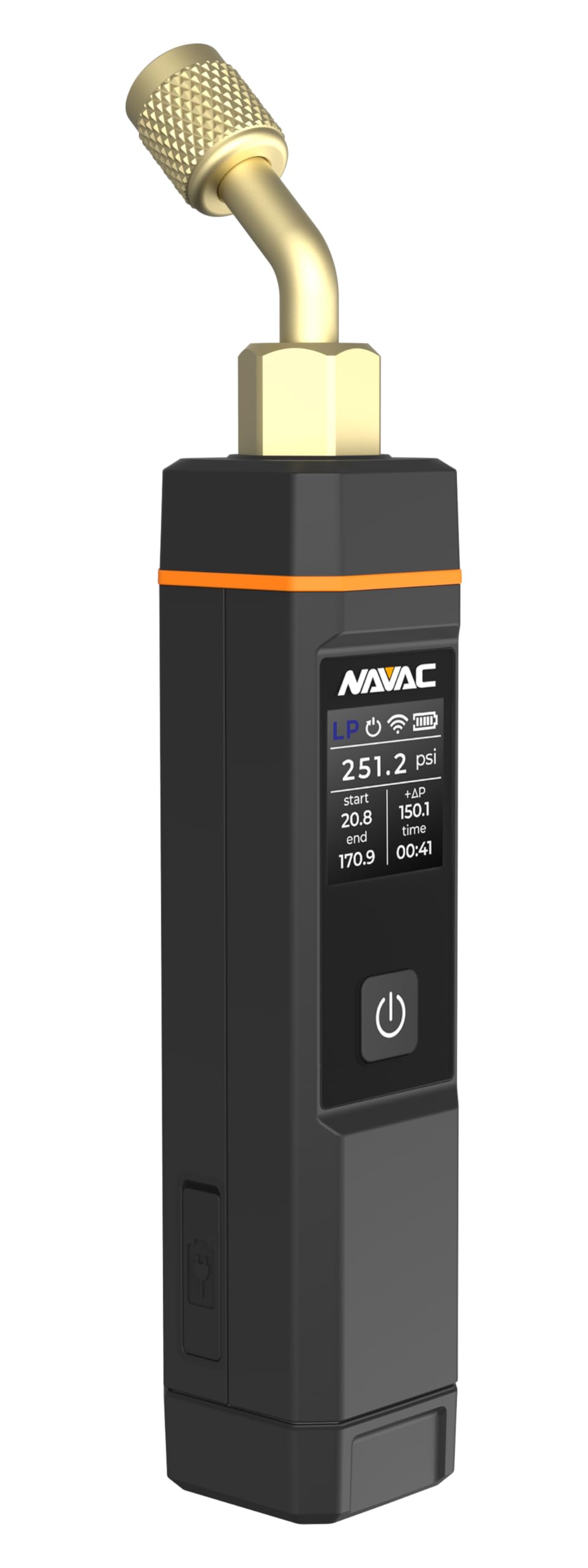 NAVAC NSP1 Wireless Pressure Probe with Digital Display | High-Precision HVAC Gauge | A2L Compatible | Easy Hi-Lo Side Switch Knob | 1-Year Warranty | Includes Carry Bag