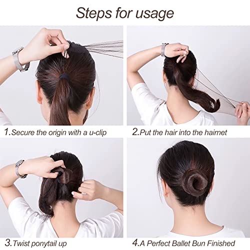 Foto von Sularpek Unsichtbare Haarnetze, 24 Stück Haarnetze Elastisches with 10 Schwarze Haarnadeln, Haarnetz Dutt für Kinder, Mädchen, Frauen haardonut(Braun)