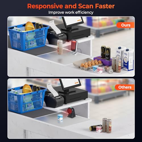 Image of MUNBYN 1D 2D Barcode Scanner IOBC01 Hands-Free Barcode Scanner Omnidirectional PDF417 Data Matrix QR USB Wired Reader, Auto /Manual Destktop Scanner Support Paper /Screen Barcode, Plug & Play