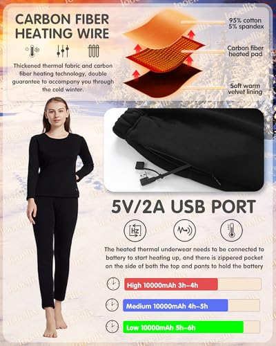 Heated Thermal Underwears for Men Women, Electric Heating Long Johns Set Thermal Shirt and Pant for Hunting Skiing4