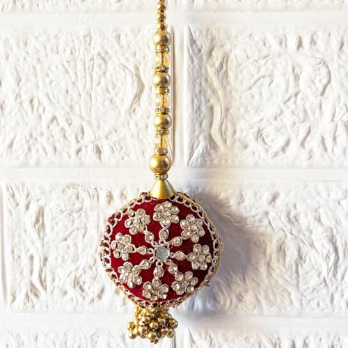 Image of Adikala Craft Store Handmade Ethnic Latkan Tassel Set of 2 for Saree Pallu, Blouse, Suits, Dupatta, Lehenga Decor | Ethnic Saree Pallu, Blouse, Suit, Dupatta & Lehenga Decoration (Round Maroon)