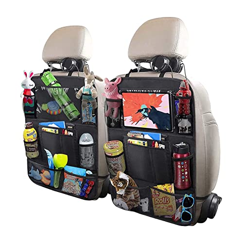 Image of 2 Pcs Car Back Seat Organizer,Back Seat Kick Protector with Touch Screen Tablet Holder,Car Organizer Backseat for Kids,Car Road Trip Essentials Front Seat