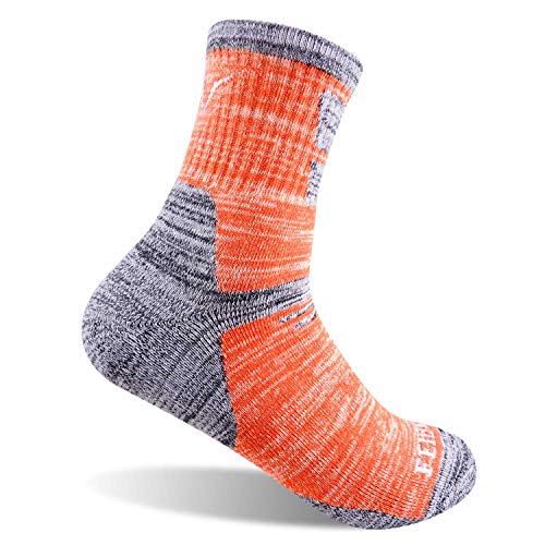 Feideer Hiking Socks Walking Socks For Women, 5 Pairs Outdoor Recreation Socks Moisture Wicking Crew Socks (Purple/Red/Pink/Orange/Blue) #TOP7