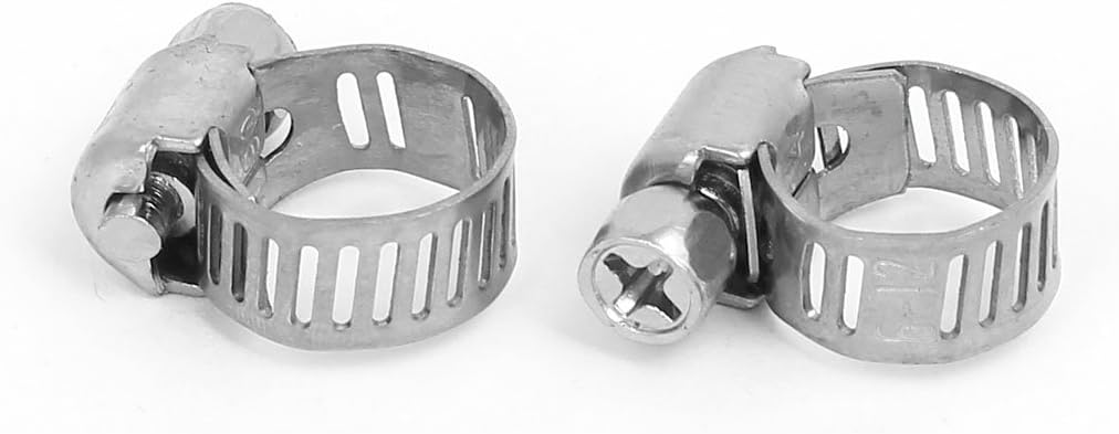 Pipe Fitting Clamps Adjustable Worm Gear Hose Clamps Clip Silver Tone Strap Clamps 6-12mm 100pcs