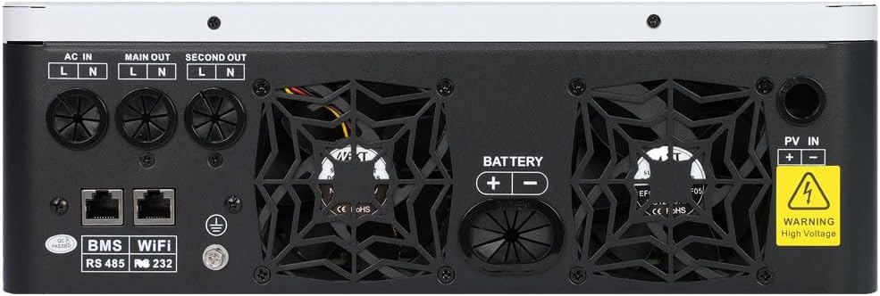 Side view of the Y&H 6.2 kW Hybrid Solar Inverter, showing the depth and side ventilation.