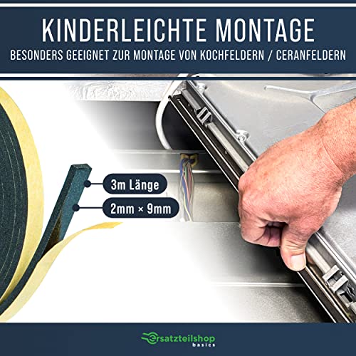 Dichtband 3m Dichtungsband 9mm x 2mm Montageband für Kochfeld Ceranfeld Moosgummi Spülbecken