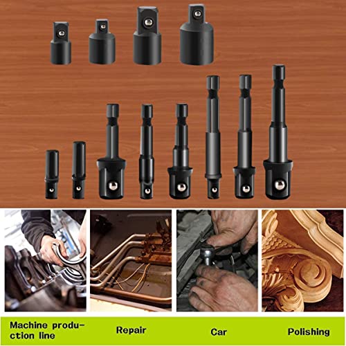 12Pcs Drill Socket Adapter And Reducer Set, Extension Set Turns Power Drill Into High Speed Nut Driver. 1/4", 3/8", And 1/2" Drive … #TOP6