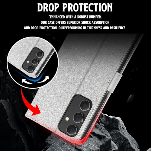 Image of WOW IMAGINE Shock Proof Flip Cover Back Case for Samsung Galaxy A54 5G (Magnetic Button Flip Case | Wallet Pockets & Stand | Leather Finish | Shimmer)