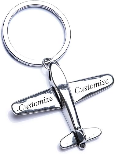 Fanery Sue Custom Airplane Keychain, Personalized 3D Stainless Steel plane