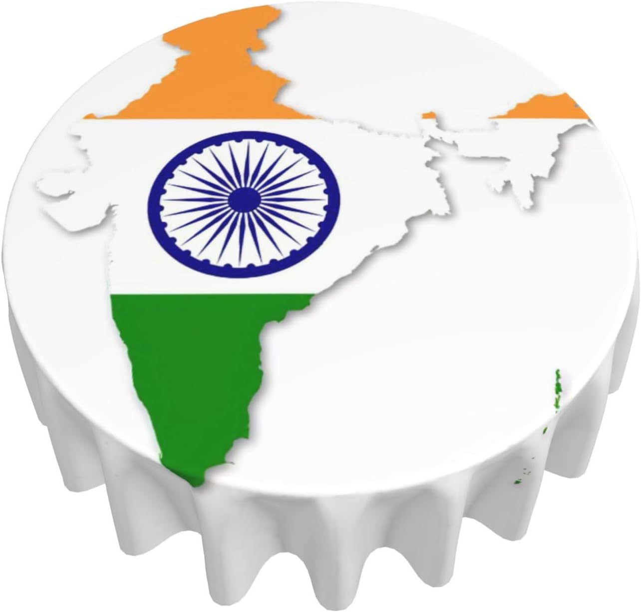 Flag Map of India Print Wrinkle Free Dining Table Cover for Birthday Party Farmhouse Tablecloths Up to 60 x 60 Inches