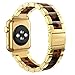 Wearlizer Tortoise Resin Compatible with Apple Watch Bands 38mm 40mm 41mm Womens Mens, Wristbands Gold Stainless Steel Replacement Classic Strap Bracelet Metal iWatch Ultra2/SE/10/9/8/7/6/5/4/3/2/1