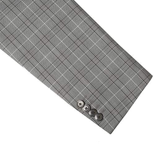 Amy Lorenzo Men's 2-Piece Classic Fit Double Breasted Peak Lapel Plaid Suit3