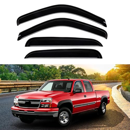 Image of Rain Guards for 1999-2006 Chevy Silverado /GMC Sierra 1500 /2500 / 3500 / 2500HD Extended Cab /2007 Silverado /Sierra Classic Mode Window Visors, Out-Channel Side Window Rain Guards, 4PCS, Black