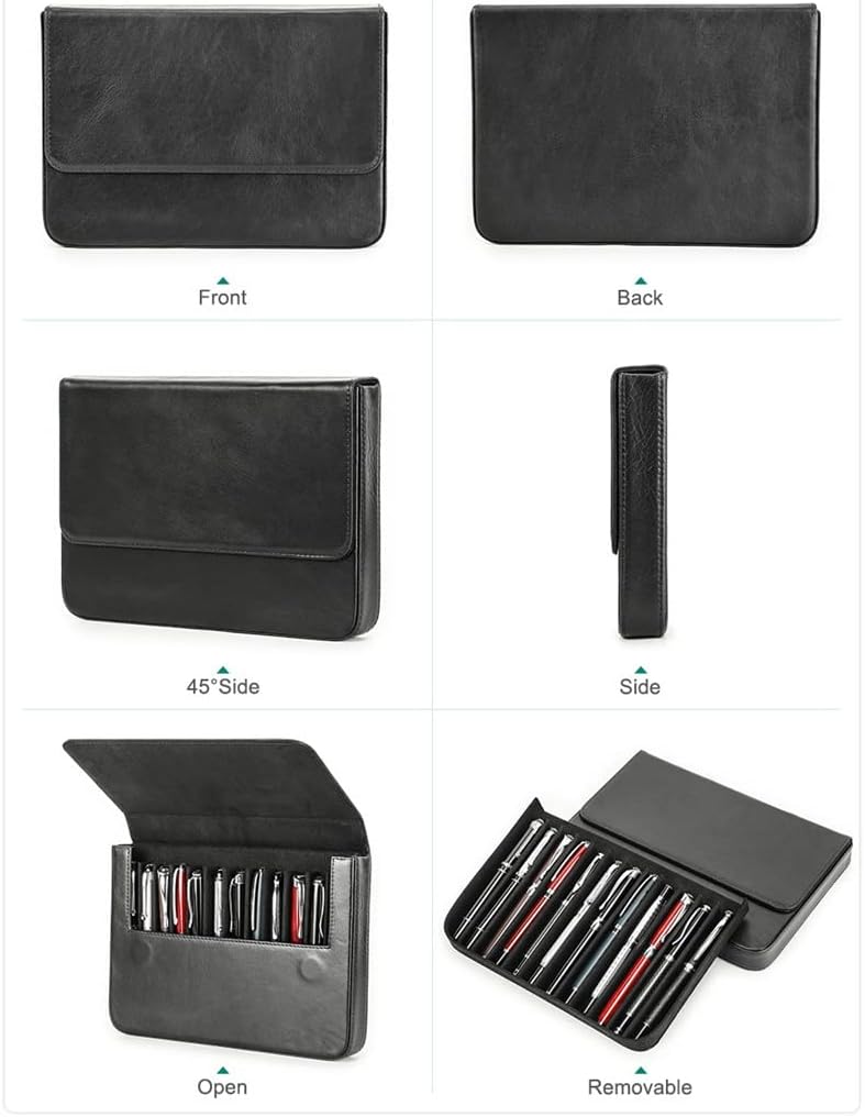 Pen Case Leather 12 Pack Handmade Drawer Detachable Magnetic