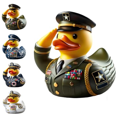 Lwjhzywl Saluting Military Duck Figurine - Resin Veteran Duck in Uniform Patriotic Army Desk Decor for Veterans Military Appreciation Gift for Veterans Day Military Home Decoration (Army)