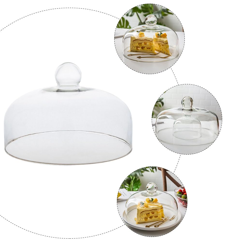 Bandeja de servir redonda de cristal redonda con cúpula transparente para decoración de tartas, cubierta de plato de alimentos, cubierta de plato para el hogar, hornear, postres, bandeja de exhibición