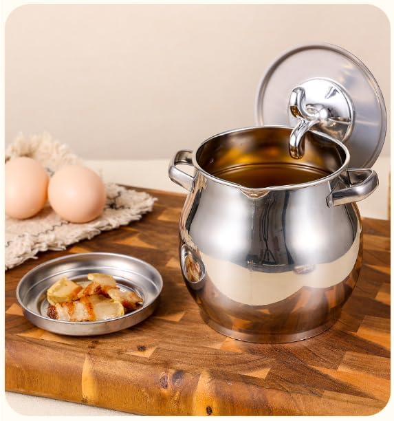 Image of Small Deep Frying Pot with Strainer Basket,1200ml Stainless Steel Pan with Handle,Ideal for Frying French Fries /Chicken Wings /Shrimp /Boiling Butter /Gravies (Oil Pot)