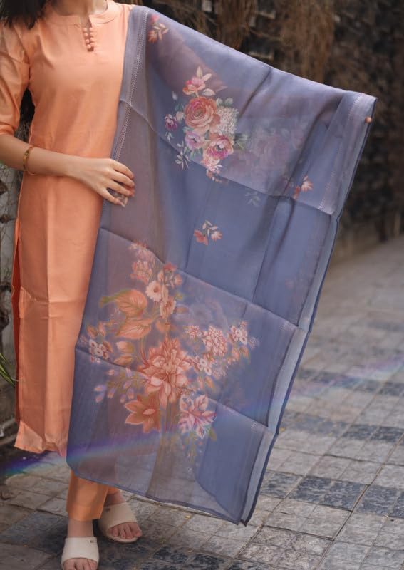 Image of Sun Fashion And Lifestyle Women's Roman Silk Stitched Printed Aline Long Kurta Sets for Women