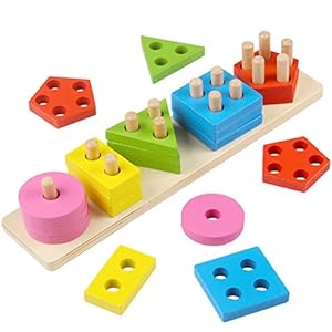 Lewo Houten vorm Sorter Puzzel Speelgoed Stapelblokken Stapelaar Speelgoed Geometrische Sorteerbord Educatief Speelgoed…