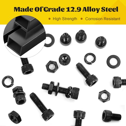 Image of 649PCS M3 Hex Socket Head Screws Assortment Kit, M3x30 /35 /40 /45 /50 mm | M3-0.5 Screws, Nuts and Washers Assorted Kit, 12.9 Alloy Steel Black Zinc Plated Anti-Rust 3mm Bolts Set for 3D Printer,DIY