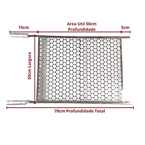 Grelha Moeda Inox Chapa Grossa C/Ponta 70x50 G500 Churrasco